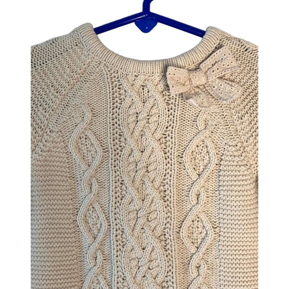 CUPCAKES AND CASHMERE Beige Cable Knit Long Sleeve A-Line Infant Dress Size 12M - Picture 2 of 6